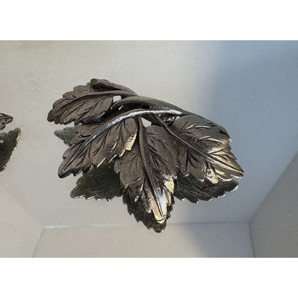 Vintage Musi Dress Shoe Clips Darkened Silver Cut Steel Leaf 3